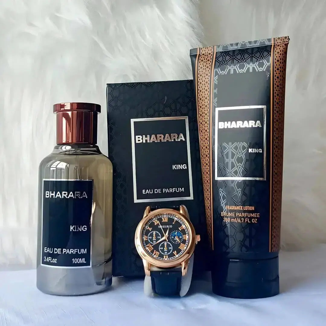 1 BHARARA KING DE 100ML + CREMA BHARARA Y RELOJ MREURIO R16 (Copia)